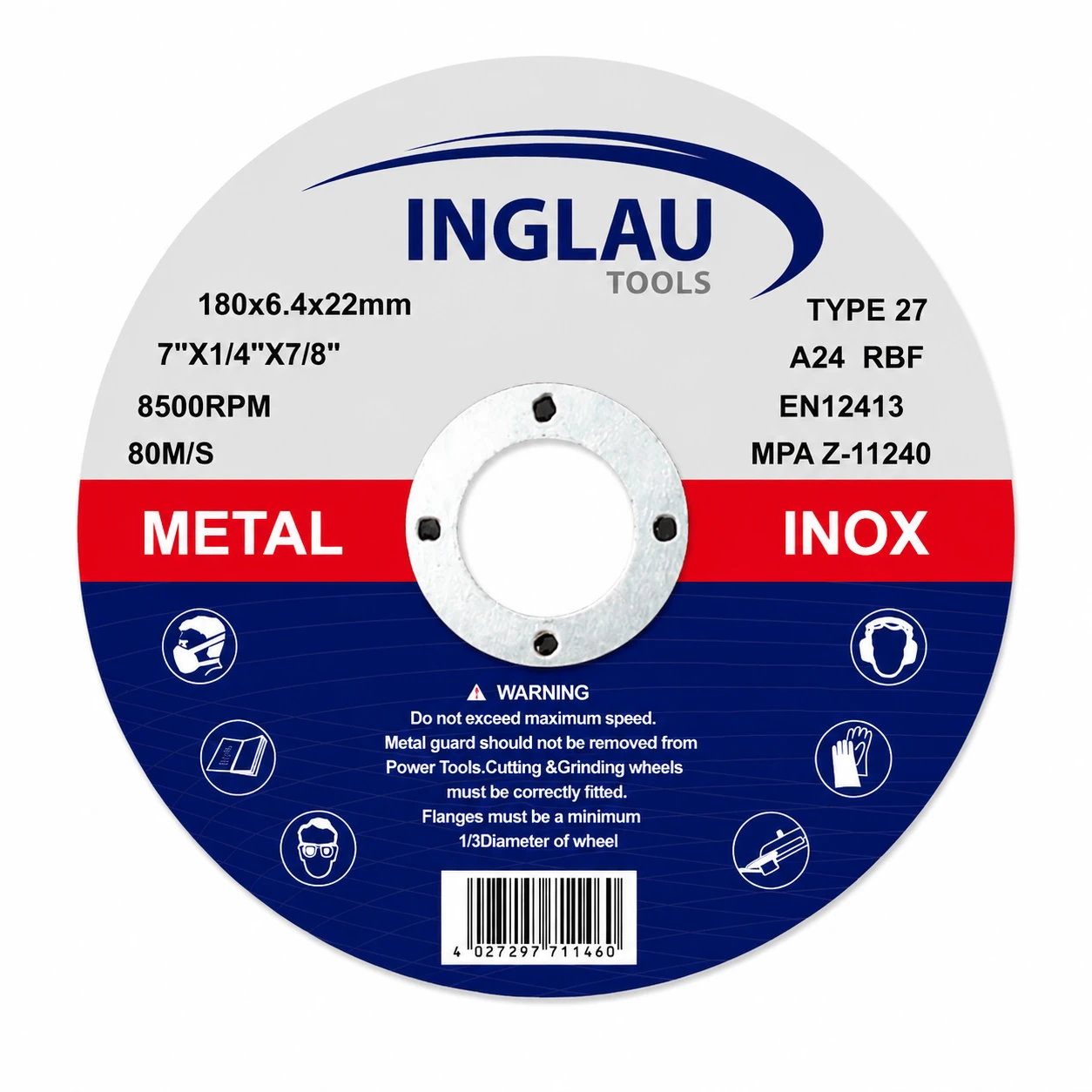 180X6.4X22.2mm Depressed Center Grinding Wheel for Metal thumbnail 4