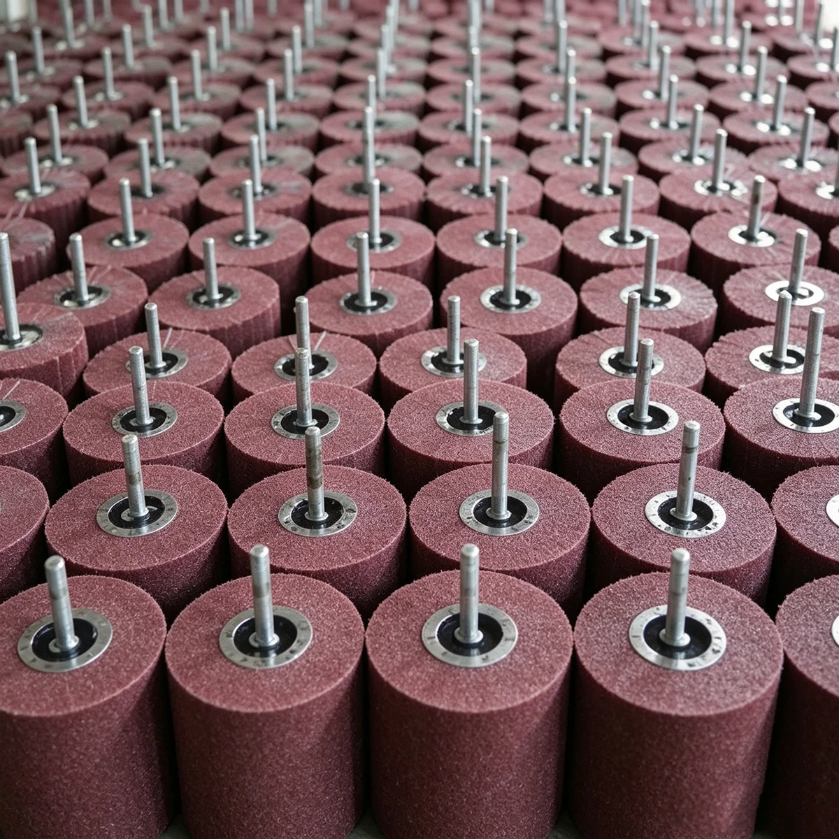 Non-Woven Abrasives Mounted Flap Wheel, Aluminum Oxide A, 1-1/2" Diameter x 3/4" Length, 1/4" Shank, 15000 Max RPM, 280 Grit thumbnail 2