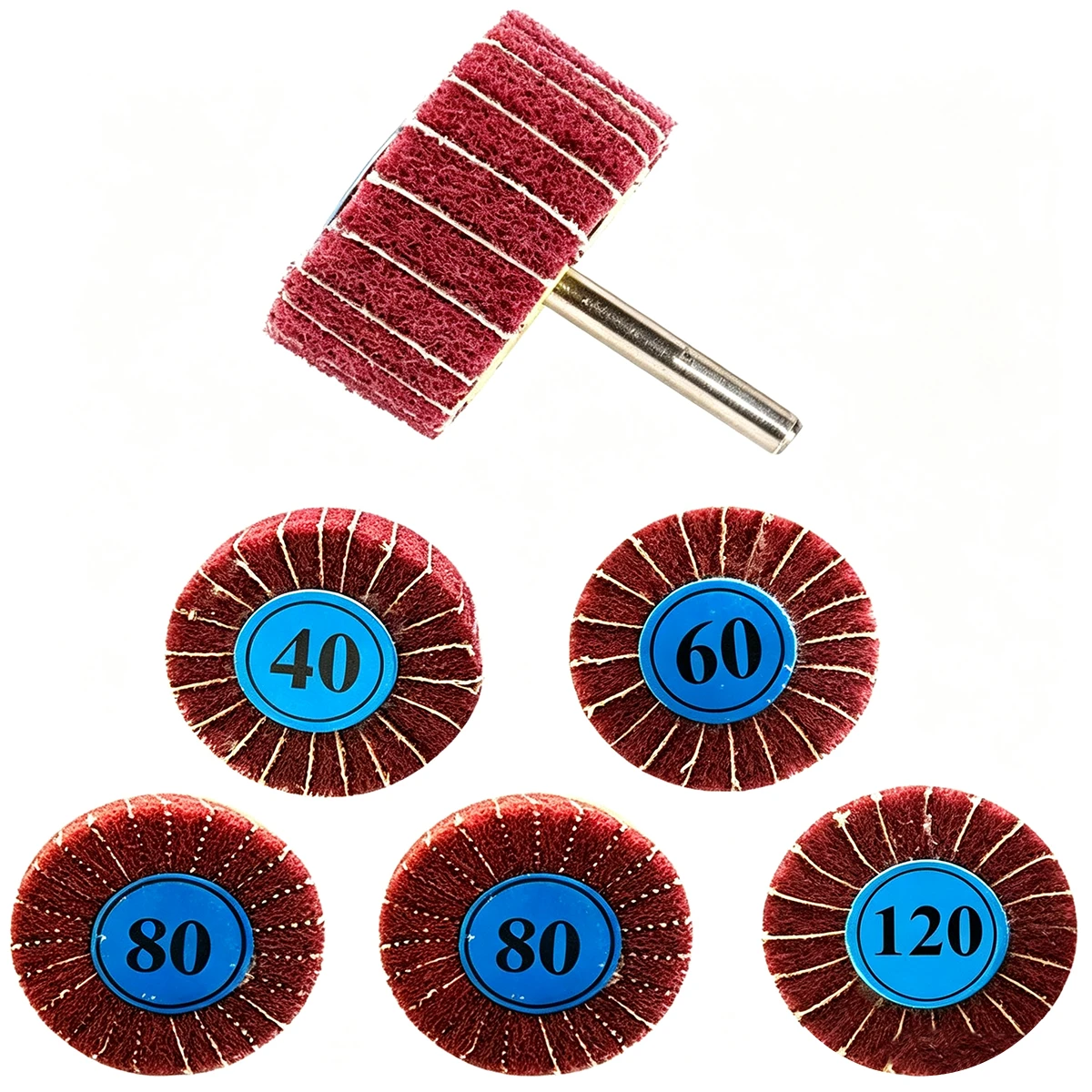 Rocaris Buffing Flap Wheels - Flap Disk - 1/4 Inch Shanks Fit All Drills - 80 Grits thumbnail 3