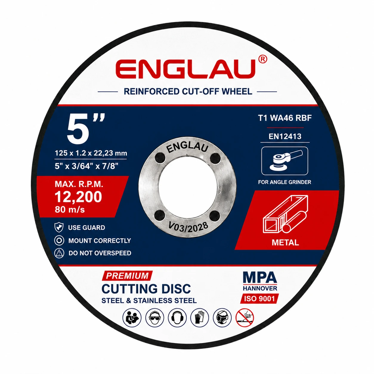 Stainless Steel and Metal Bonded Cutting Disc, 125 x 1.6 x22,23mm